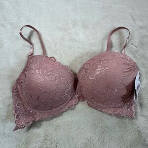 Jessica Simpson Lace Bra 36C Pink Underwire Lingerie Style JS51050